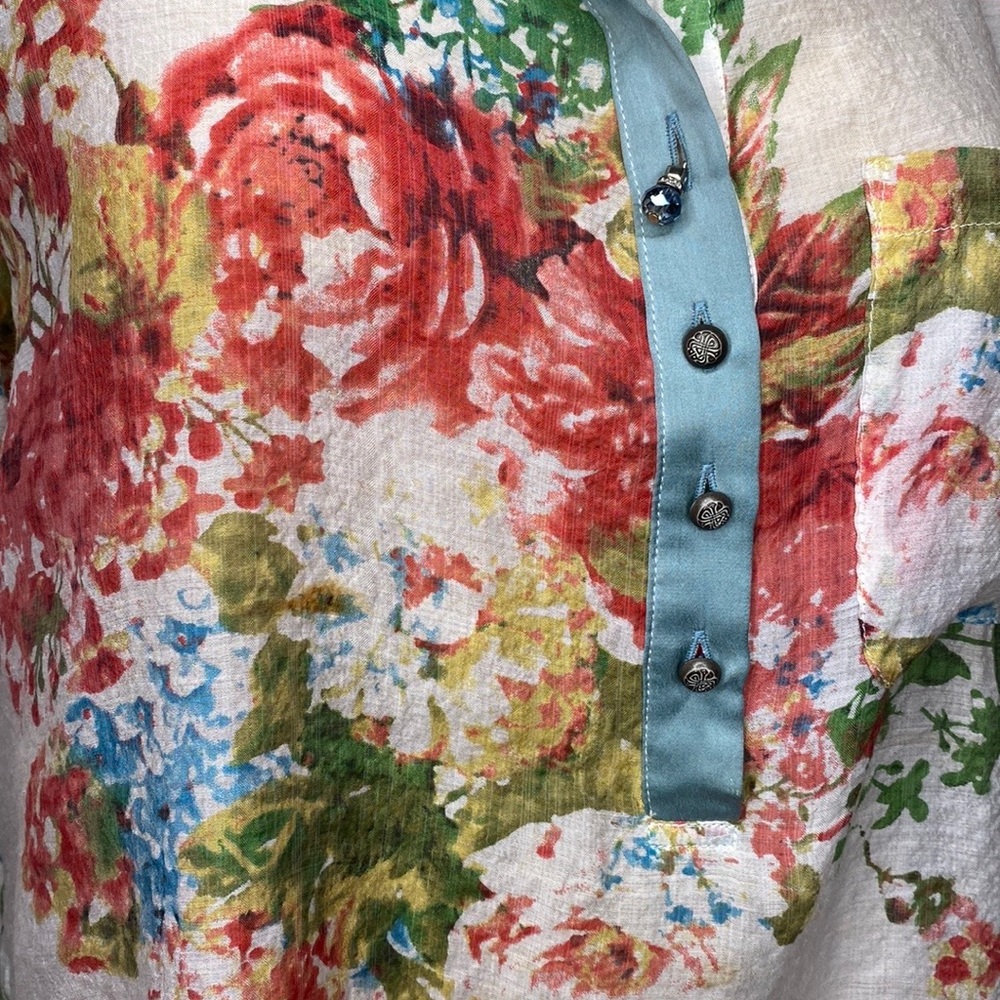 Anthropologie Aratta Silent Journey Floral Silk tunic blouse size M